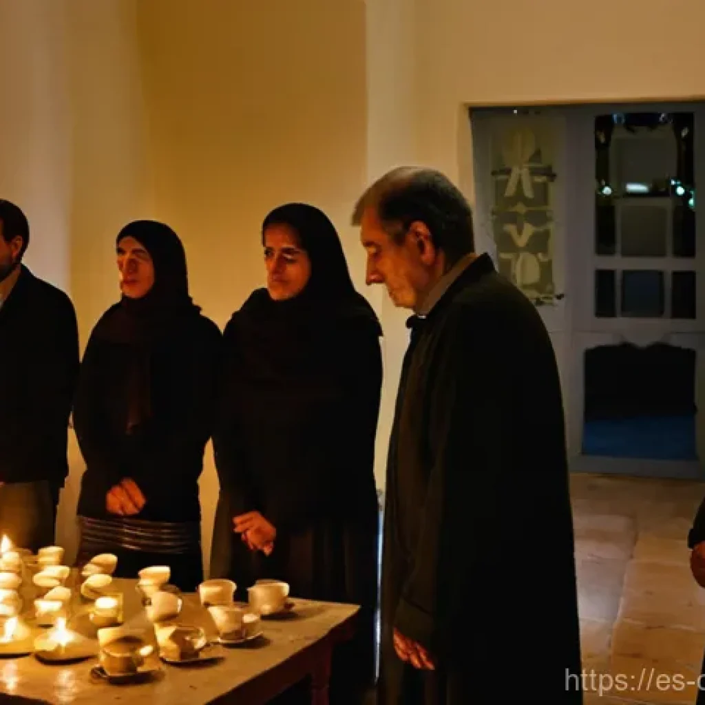 키프로스의 전통 장례식 - **Cypriot Community Vigil in a Traditional Home:**
    A poignant scene depicting a traditional Cypr...