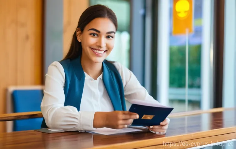 키프로스 운전 시 유의사항 - **Prompt:** "A young, organized female traveler with a radiant smile sits at a wooden table, meticul...