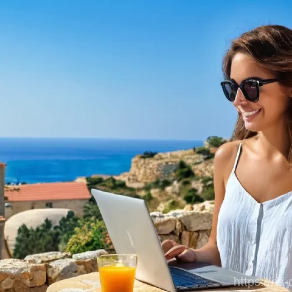 키프로스에서 영어 사용 가능성 - **Prompt 1: Digital Nomad Lifestyle in Cyprus**
    "A vibrant, sunny outdoor scene in Cyprus. A div...