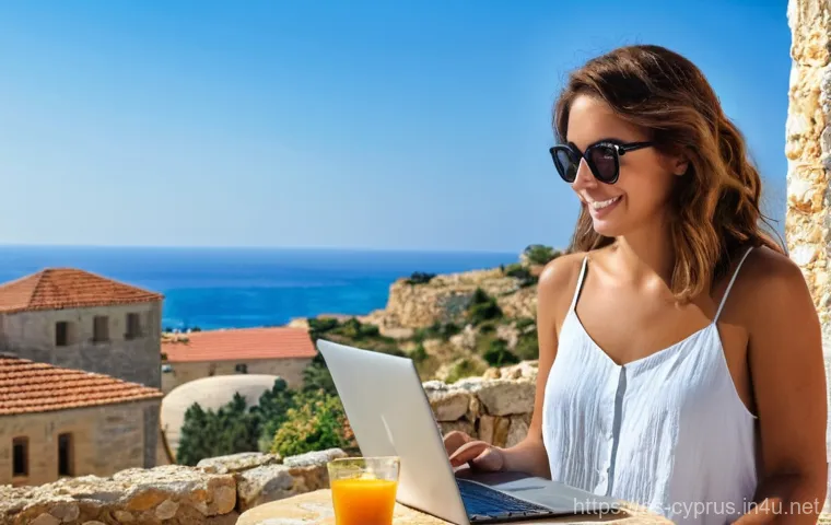 키프로스에서 영어 사용 가능성 - **Prompt 1: Digital Nomad Lifestyle in Cyprus**
    "A vibrant, sunny outdoor scene in Cyprus. A div...