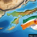 키프로스와 주변국 간의 갈등 - A detailed map of Cyprus divided into two main regions representing the Greek Cypriot and Turkish Cy...