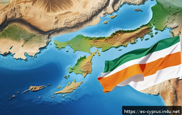 키프로스와 주변국 간의 갈등 - A detailed map of Cyprus divided into two main regions representing the Greek Cypriot and Turkish Cy...