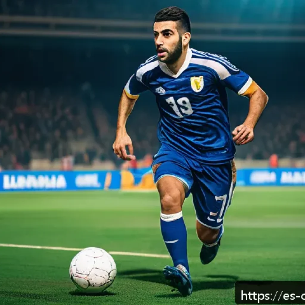 키프로스 출신 축구 선수 - A dynamic scene of a Cypriot male midfielder in his early 20s wearing a full football kit with socks...